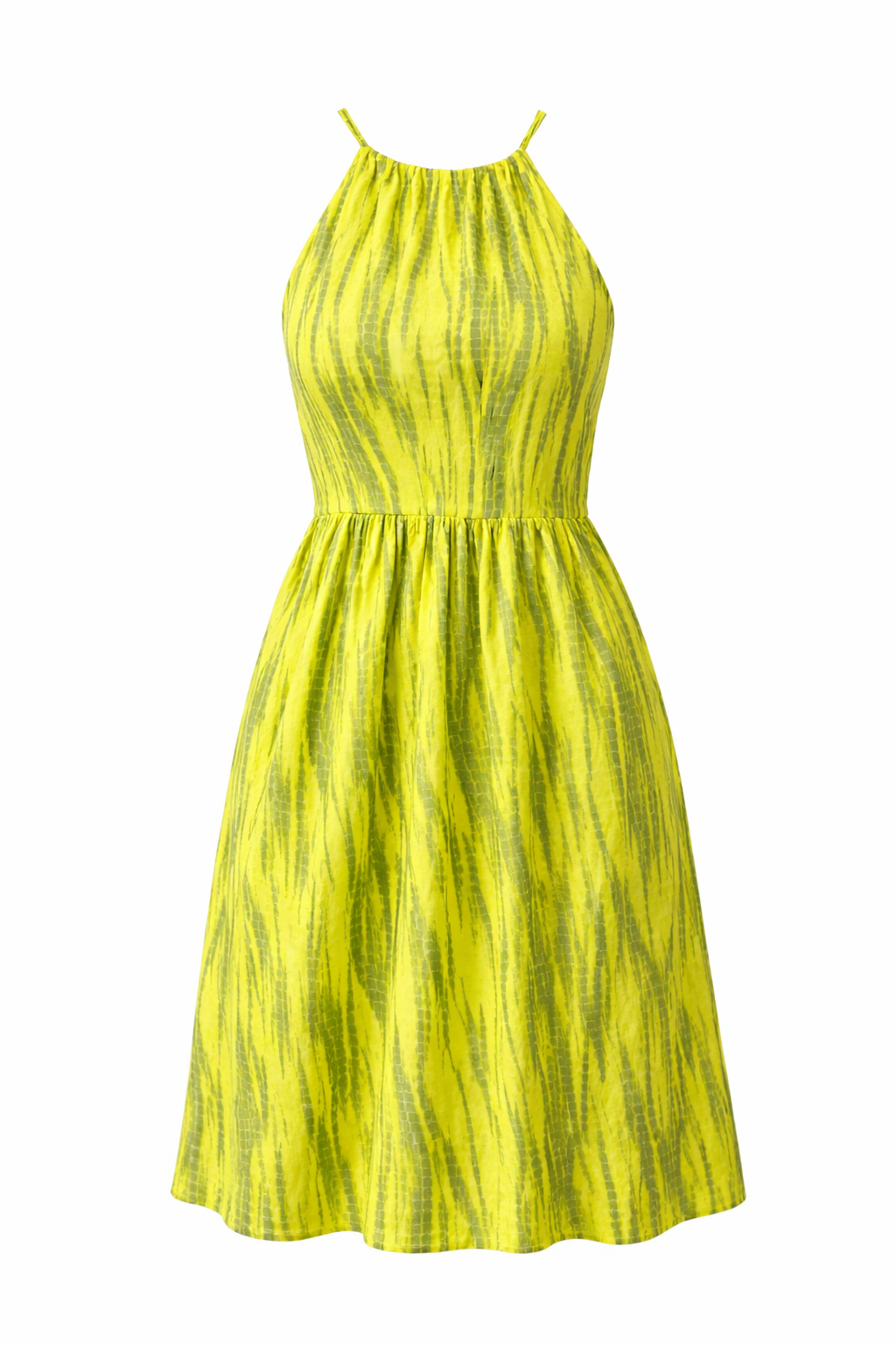 Robe satinée imprimée vert lime