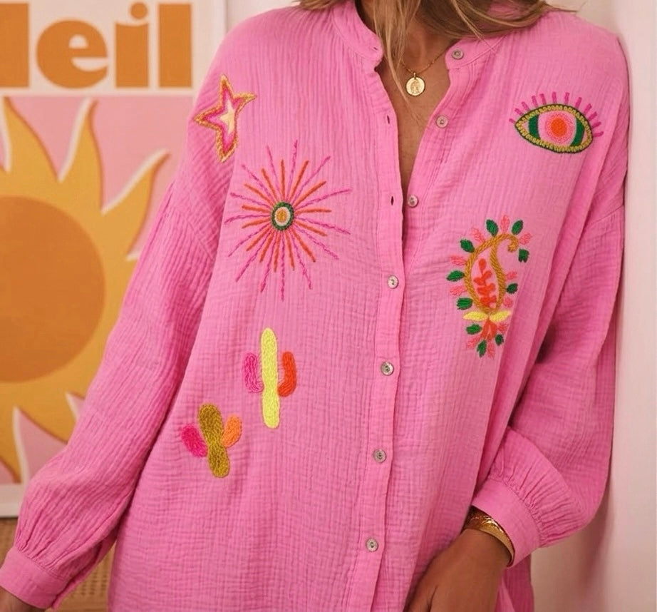 Chemise brodée colorée