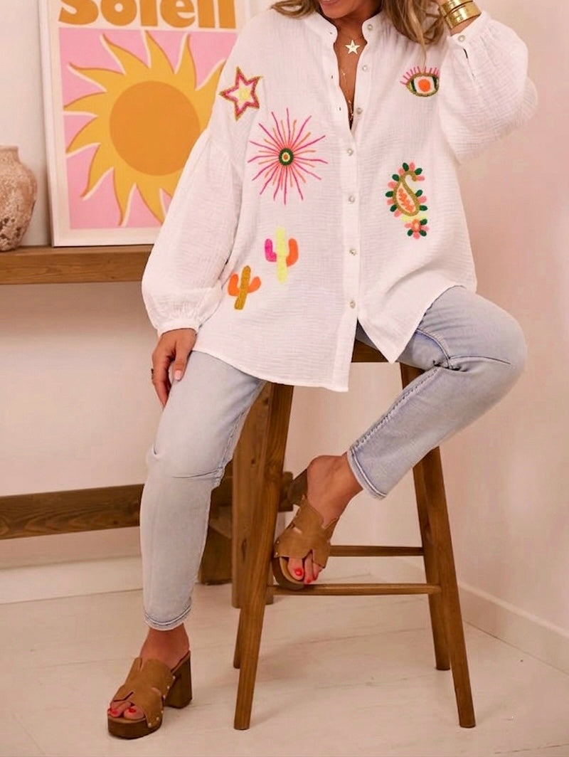 Chemise brodée colorée