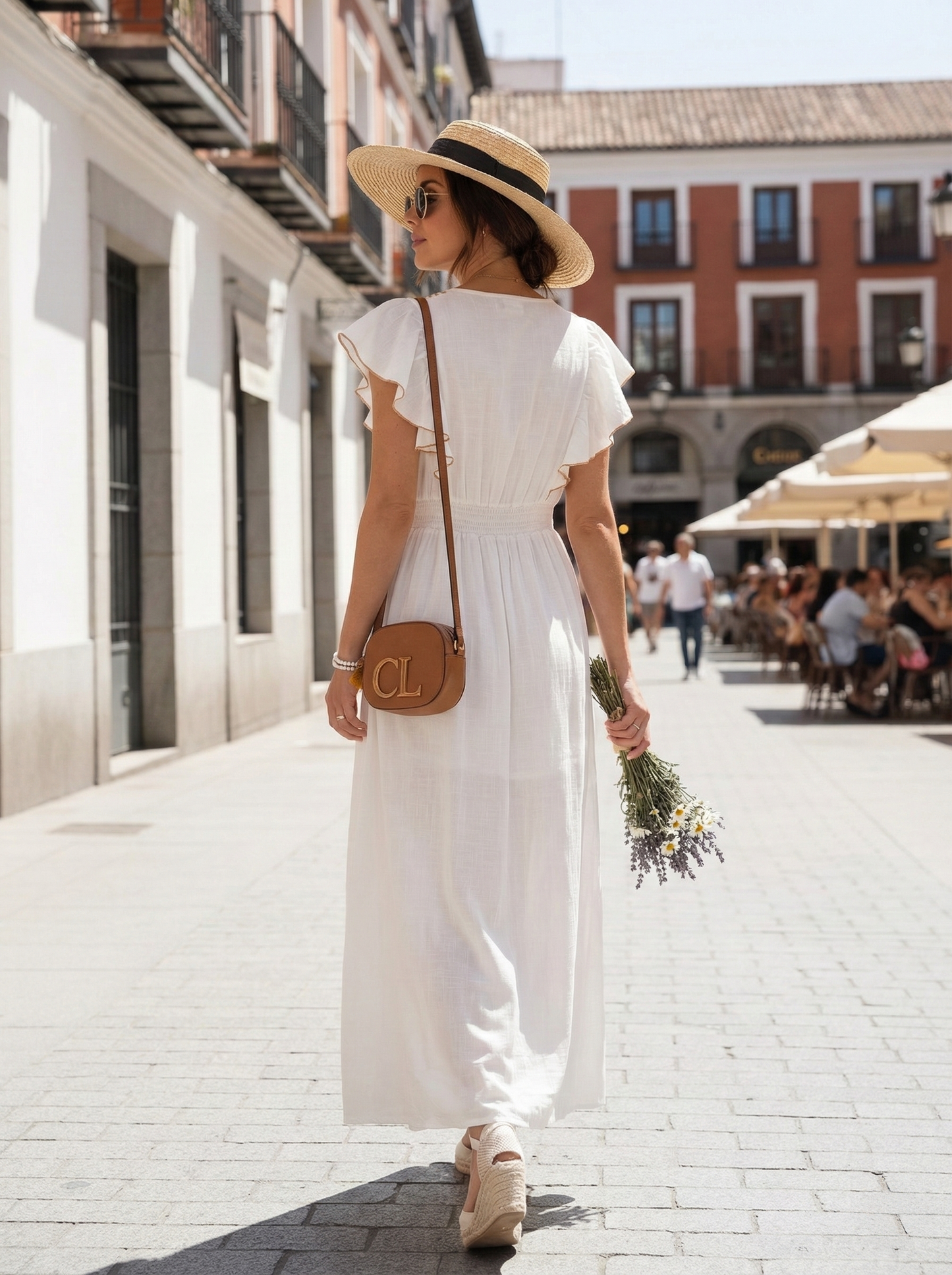 Robe longue imprimée et brodée