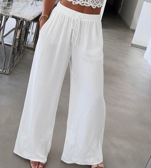 Pantalon fluide brodé