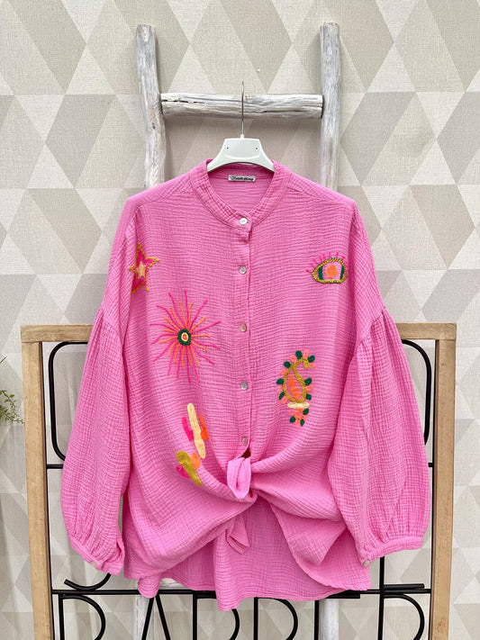 Chemise brodée colorée