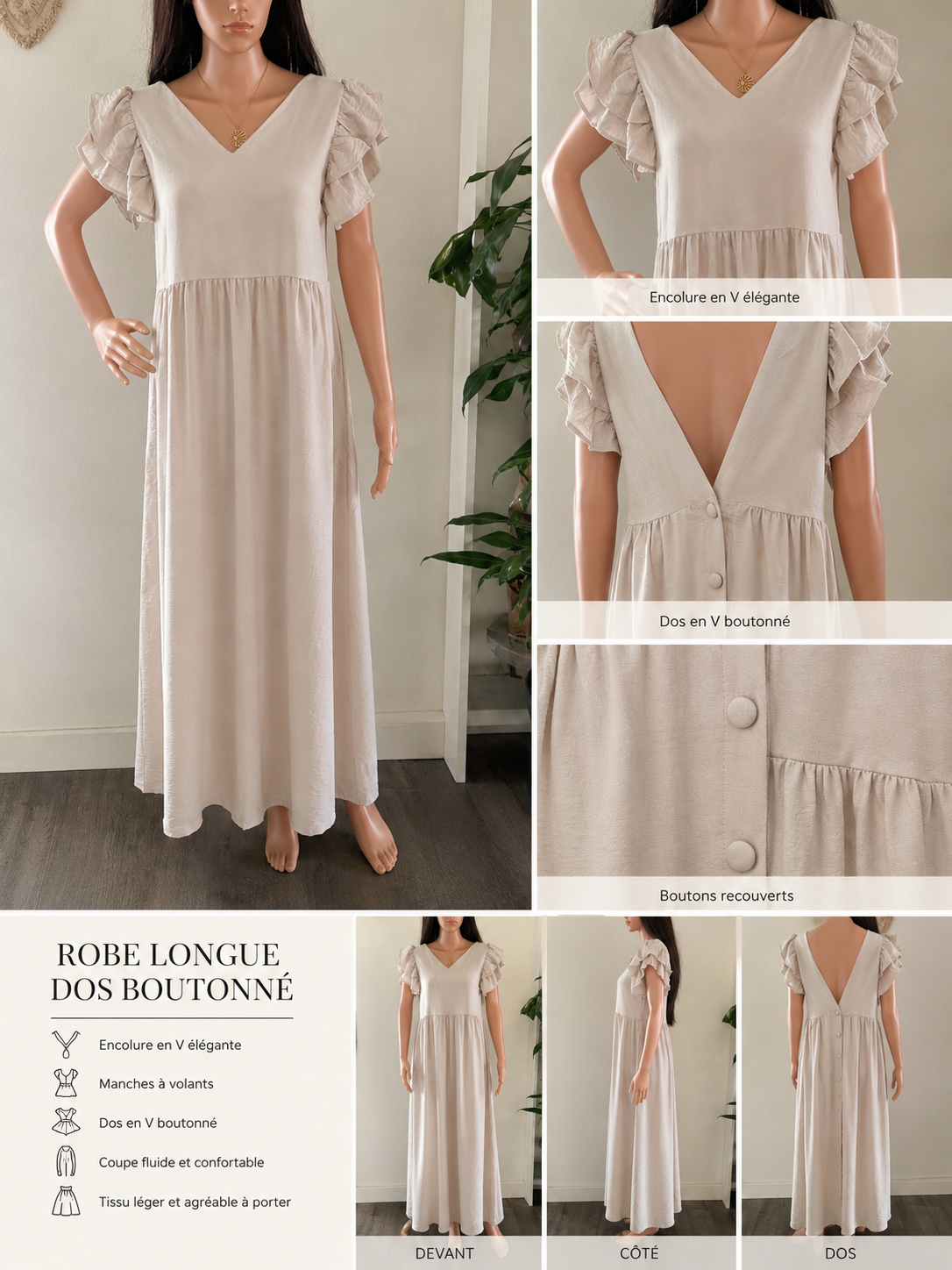 Robe longue fluide dos ouvert