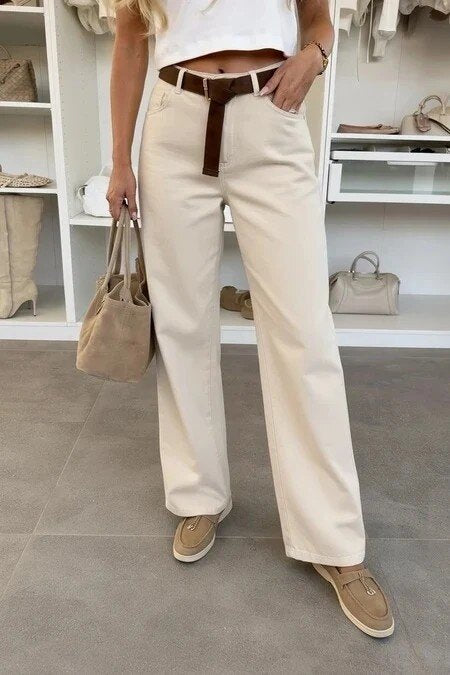 Pantalon coupe large ceinturé