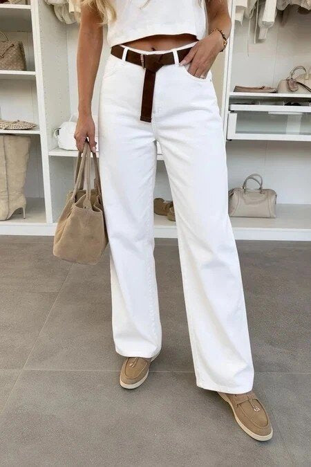 Pantalon coupe large ceinturé