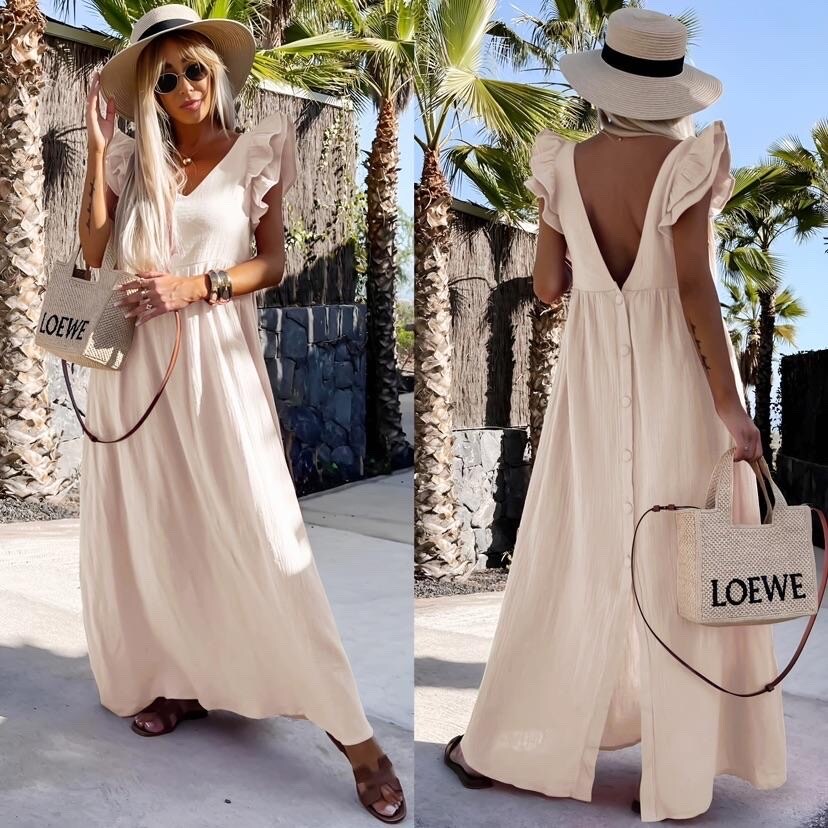 Robe longue fluide dos ouvert