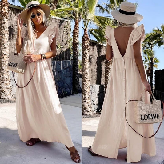 Robe longue fluide dos ouvert